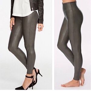 Spanx faux leather leggings gunmetal size S